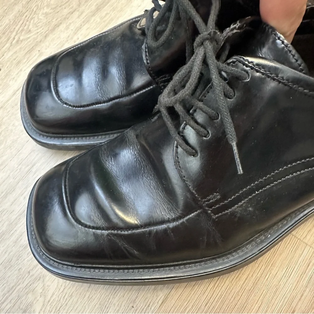 Kenneth Cole New York Black Leather Square Toe Oxford Loafers